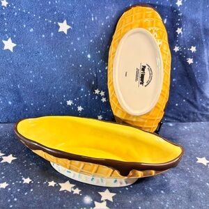 2x Bundle - Pier 1 - Ceramic Waffle Cone Banana Split Ice Cream Dish